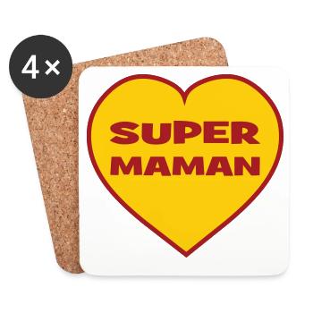 Super Maman - Fête des Mères - Dessous de verre (lot de 4) - blanc - Devant