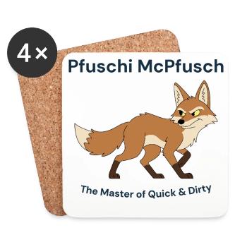 Pfuschi McPfusch : Rapide et Sale - Dessous de verre (lot de 4) - blanc - Devant