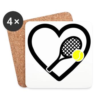 Tennis Herz Schläger Ball Sport Leidenschaft - Untersetzer (4er-Set) - Weiß - Vorne