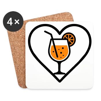 Spritz Heart Cocktail Orange Summer Drink - Coasters (set of 4) - white - Front