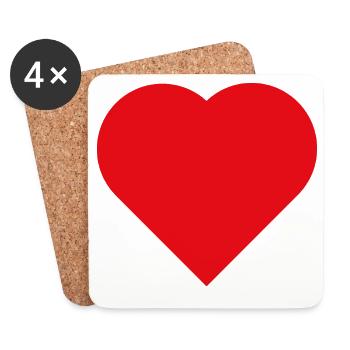 Minimalist Red Heart - Coasters (set of 4) - white - Front