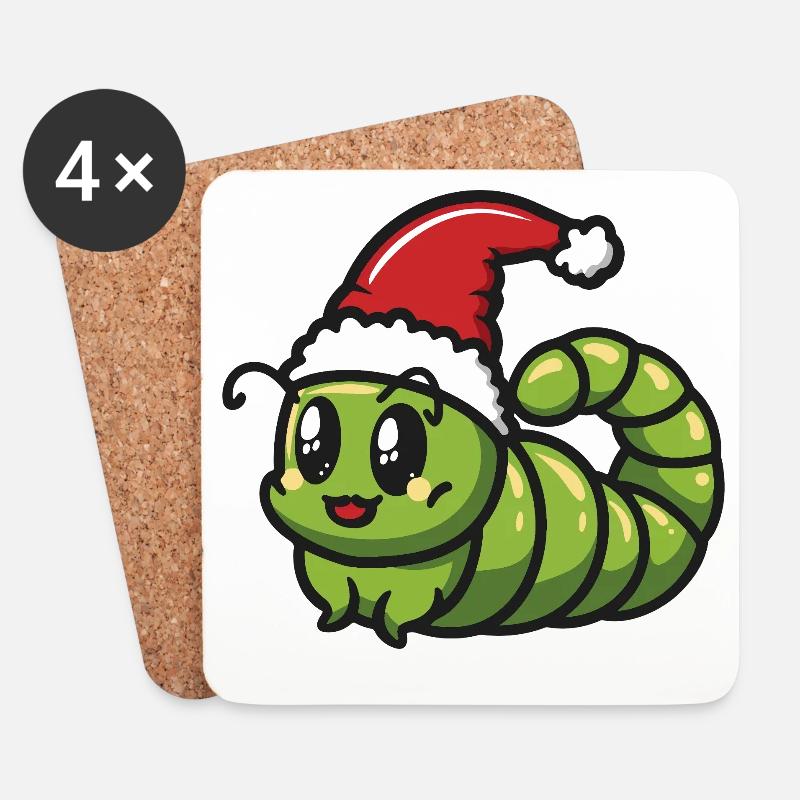 Wurm Weihnachten - Untersetzer (4er-Set) - Weiß