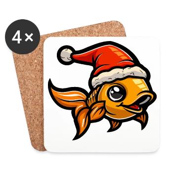 Noël du poisson rouge - Dessous de verre (lot de 4) - blanc - Devant