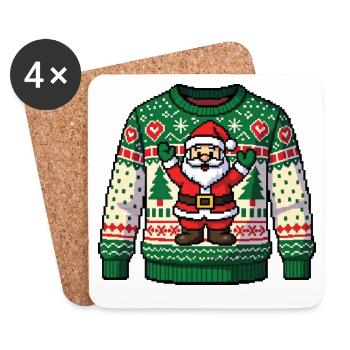 HÄSSLICHES PIXEL-WEIHNACHTEN – Geist von Weihnachten - Untersetzer (4er-Set) - Weiß - Vorne