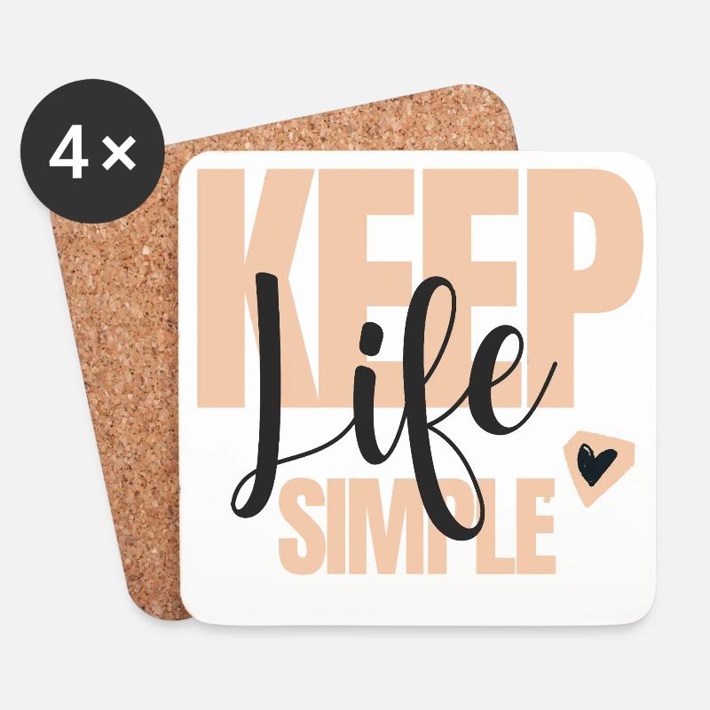 Keep Life Simple Schriftzug - Untersetzer (4er-Set) - Weiß