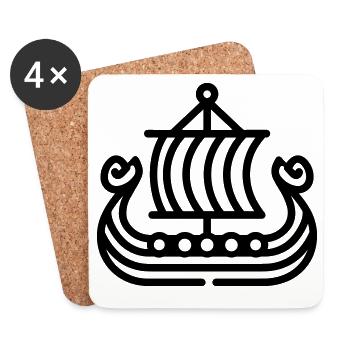 Bateau Viking - Dessous de verre (lot de 4) - blanc - Devant