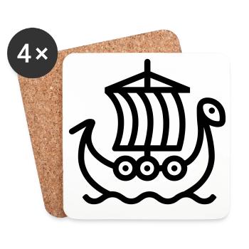 Bateau Viking - Dessous de verre (lot de 4) - blanc - Devant