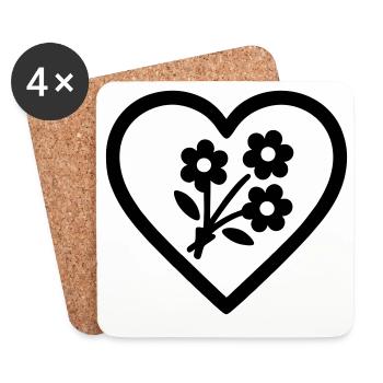 Coeur + Fleuriste – Super Fleuriste - Dessous de verre (lot de 4) - blanc - Devant