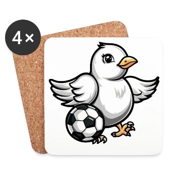 Football de dessin animé Dove - Dessous de verre (lot de 4) - blanc - Devant