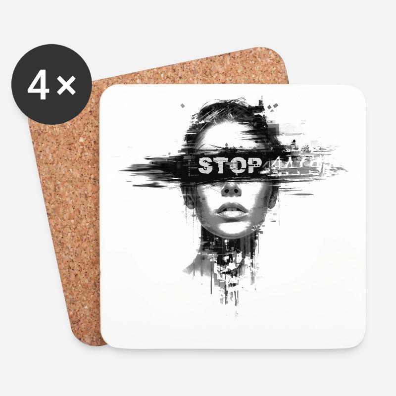 Gewalt stoppen - Untersetzer (4er-Set) - Weiß