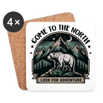 L’ours d’aventure du Nord sur la montagne - Dessous de verre (lot de 4) - blanc - Devant