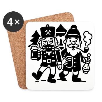 Équipe de Vin Chaud Coup de Noël Casse-Noisette - Dessous de verre (lot de 4) - blanc - Devant