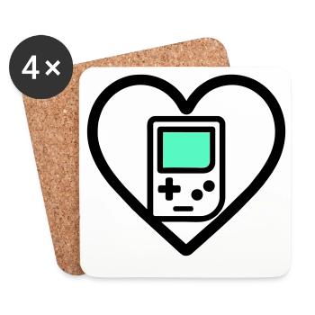 Retro Heart – Retro-Handheld-Konsole - Untersetzer (4er-Set) - Weiß - Vorne