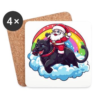 Noël du Père Noël Panthère - Dessous de verre (lot de 4) - blanc - Devant