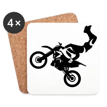 Motocross - Dessous de verre (lot de 4) - blanc - Devant