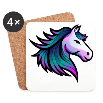 Illustration de cheval Indigo Spirit - Dessous de verre (lot de 4) - blanc - Devant