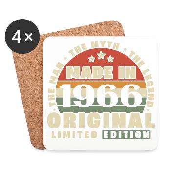 1966 Vintage Rétro Cadeau D'anniversaire - Dessous de verre (lot de 4) - blanc - Devant