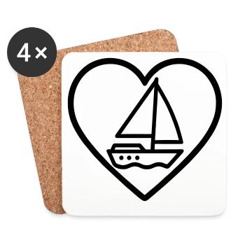 Cuore Vela – Passione Navigazione - Dessous de verre (lot de 4) - blanc - Devant