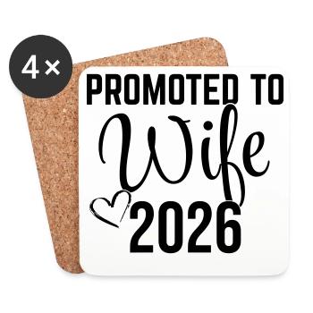 Promoted to Wife 2026 – Ehefrau 2026 Design - Coasters (set of 4) - white - Front