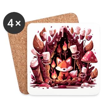 Renard dans l’incendie de forêt champignon - Dessous de verre (lot de 4) - blanc - Devant