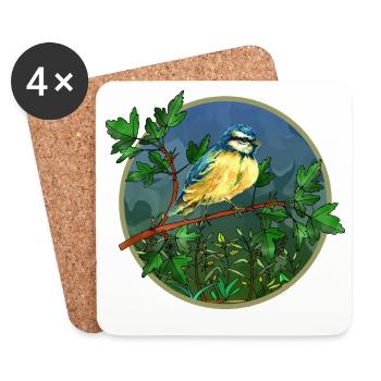 Bunter Vogel - Untersetzer (4er-Set) - Weiß - Vorne