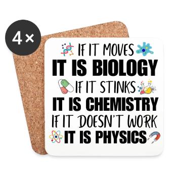 Physics Science Teacher Geek Funny Biology Student - Coasters (set of 4) - white - Front