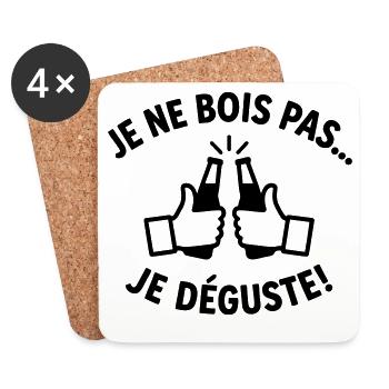 Je Ne Bois Pas Je Déguste Humour Bière - Dessous de verre (lot de 4) - blanc - Devant