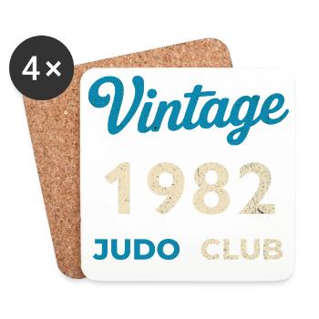 Année de naissance rétro vintage du Judo Club 1982 - Dessous de verre (lot de 4) - blanc - Devant