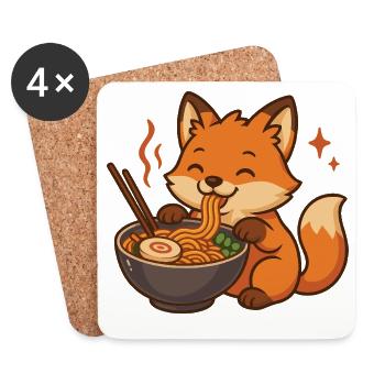 Fuchs mit Nudeln Ramen kawaii Fuchs - Untersetzer (4er-Set) - Weiß - Vorne