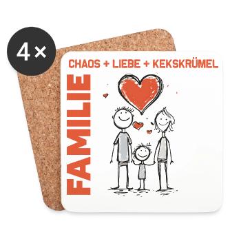 FAMILLE - Crumbles de biscuits Chaos Love - Personnalisable - Dessous de verre (lot de 4) - blanc - Devant