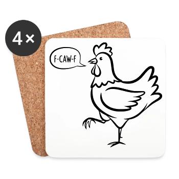 Stolzes Huhn mit F-CAW-F Comic-Spruch - Untersetzer (4er-Set) - Weiß - Vorne