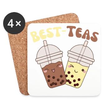 Meilleur thé à bulles kawaii mignon thé boba - Dessous de verre (lot de 4) - blanc - Devant