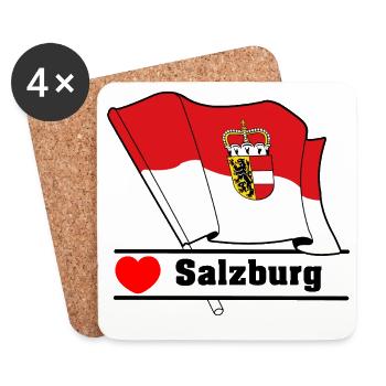 Drapeau de Salzbourg avec cœur - Dessous de verre (lot de 4) - blanc - Devant