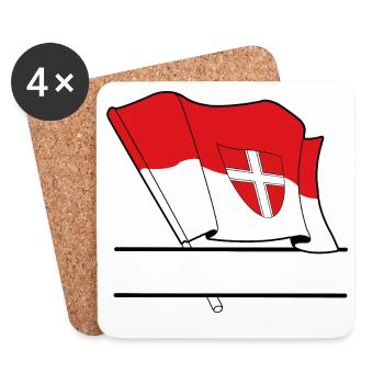 Espace de noms du drapeau de Vienne - Dessous de verre (lot de 4) - blanc - Devant