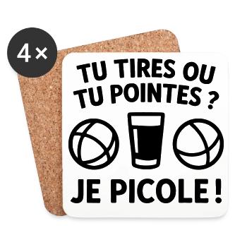 Du schießt oder du zeigst, ich trinke Humor-Petanque - Untersetzer (4er-Set) - Weiß - Vorne