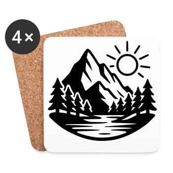 Mountains Landscape Forest Nature - Coasters (set of 4) - white - Front