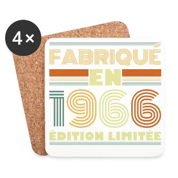 Vintage 1966 60 Year Anniversary Gift - Coasters (set of 4) - white - Front