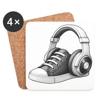 MUSICAL SNEAKERS - black &amp; white - Coasters (set of 4) - white - Front