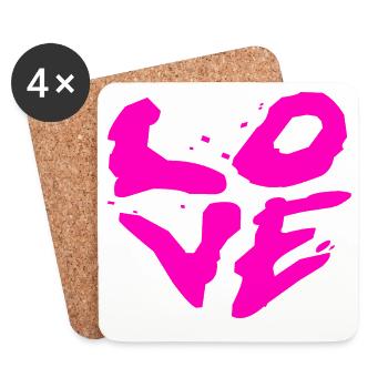 Pink Graffiti Love Heart Art - Coasters (set of 4) - white - Front