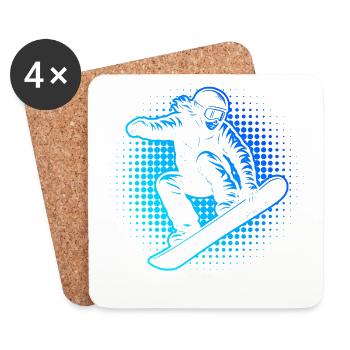 Neon Snowboarder Halftöne - Untersetzer (4er-Set) - Weiß - Vorne