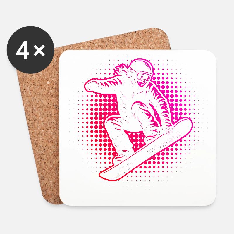 Neon Snowboarder Halftone Style - Coasters (set of 4) - white