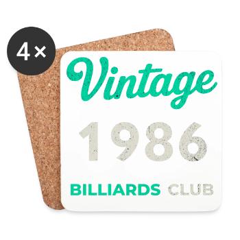 Vintage 1986 – Billiards Club Retro Geburtsjahr - Untersetzer (4er-Set) - Weiß - Vorne