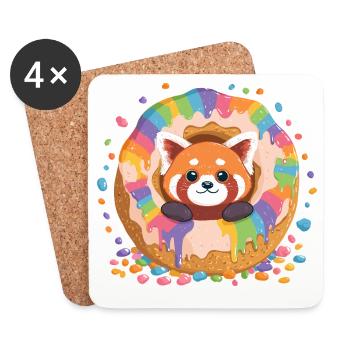 Panda Arc-en-ciel Donut Panda - Dessous de verre (lot de 4) - blanc - Devant
