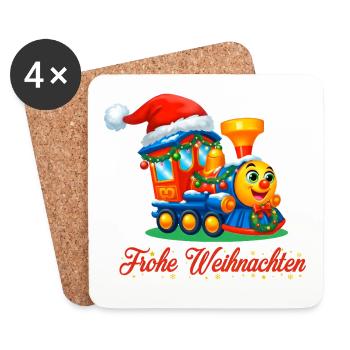 Train des enfants de Noël – Train de Joyeux Noël - Dessous de verre (lot de 4) - blanc - Devant