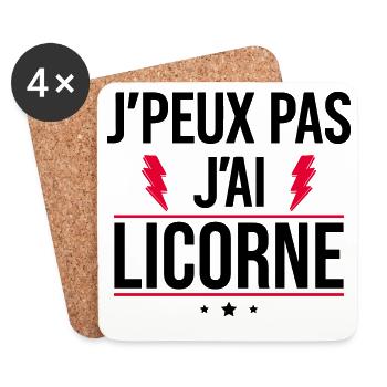 J’peux pas j’ai licorne Humour Licorne - Dessous de verre (lot de 4) - blanc - Devant