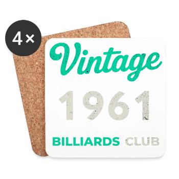 Vintage 1961 – Billiards Club Retro Geburtsjahr - Untersetzer (4er-Set) - Weiß - Vorne