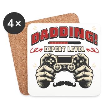 Dad Ding Expert Level | Gamer Dad Apparel & Humor - Coasters (set of 4) - white - Front