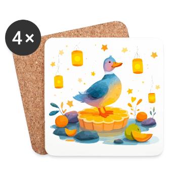 Duck on citrus slice - Coasters (set of 4) - white - Front