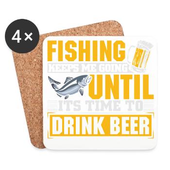 Pêcheur pêcheur Pêcheur sportif Bière pêcheur - Dessous de verre (lot de 4) - blanc - Devant