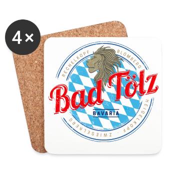 Bad Tölz Bayern Deutschland Löwe Vintage Souvenir - Untersetzer (4er-Set) - Weiß - Vorne